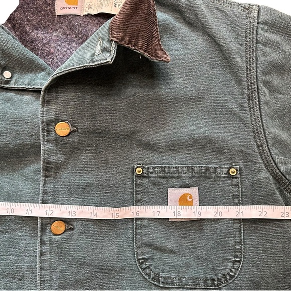 Vintage Men’s Carhartt Chore Coat C02 Moss Green Blanket Lined Made in USA Sz M - Picture 13 of 14